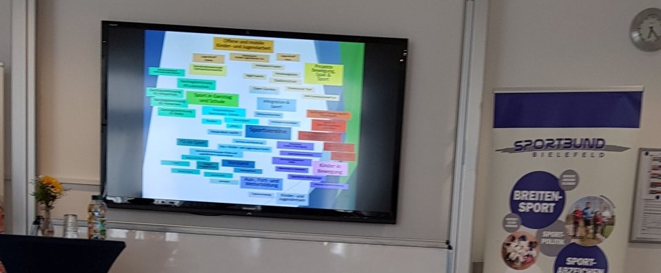 Staatssekretärin Milz bei einer Präsentation des Stadtsportbunds Bielefeld e.V.