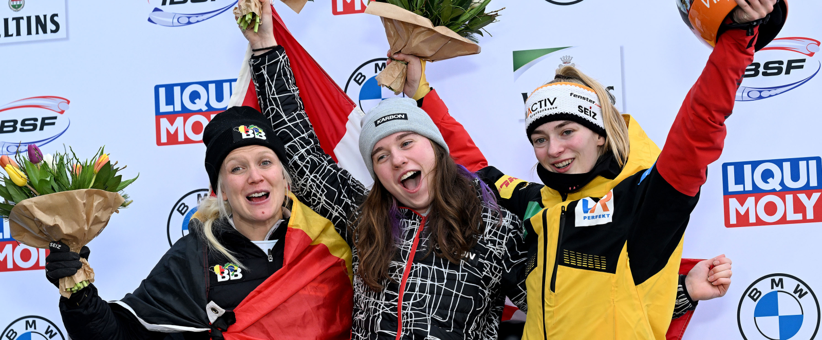 Podium der Frauen-Wettbewerbe mit Hannah Neise rechts