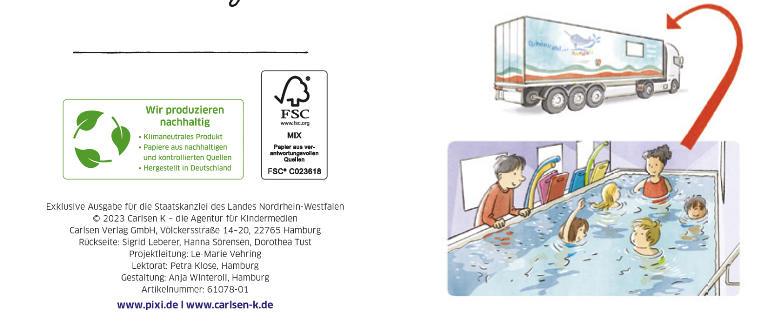 Umschlag hinten des Pixie-Buch "Schwimmenlernen"