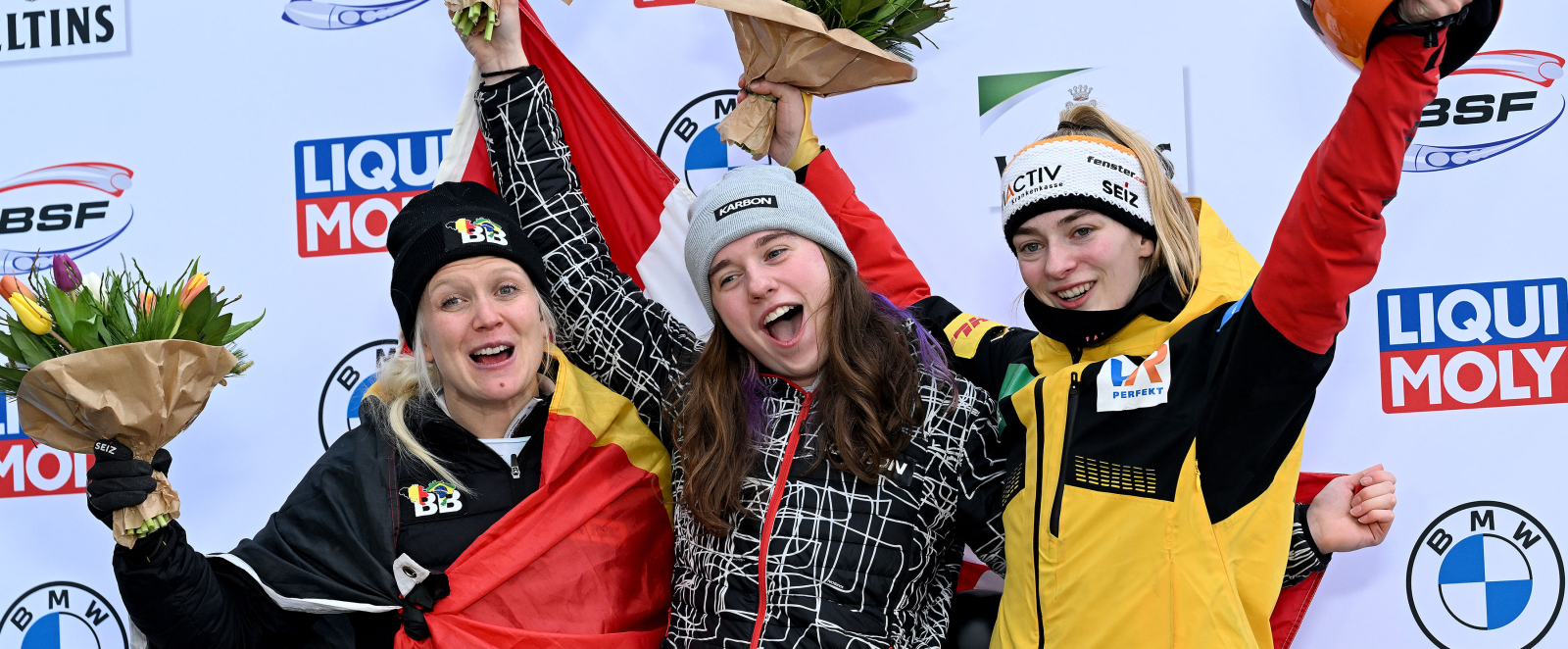 Podium der Frauen-Wettbewerbe mit Hannah Neise rechts