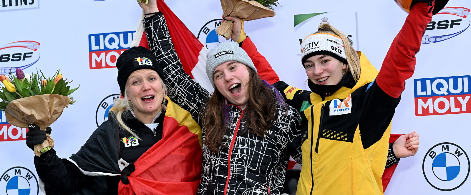 Podium der Frauen-Wettbewerbe mit Hannah Neise rechts