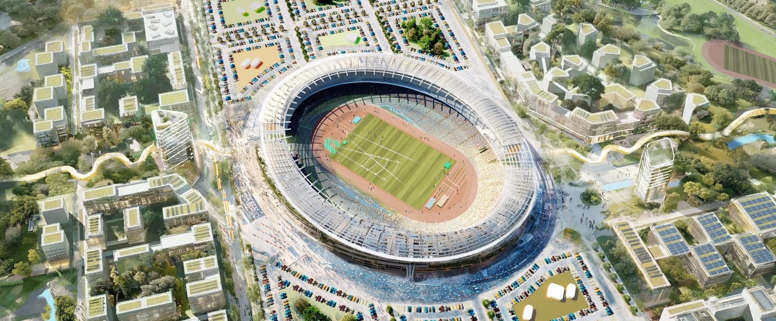 Ansicht des modularen Stadions