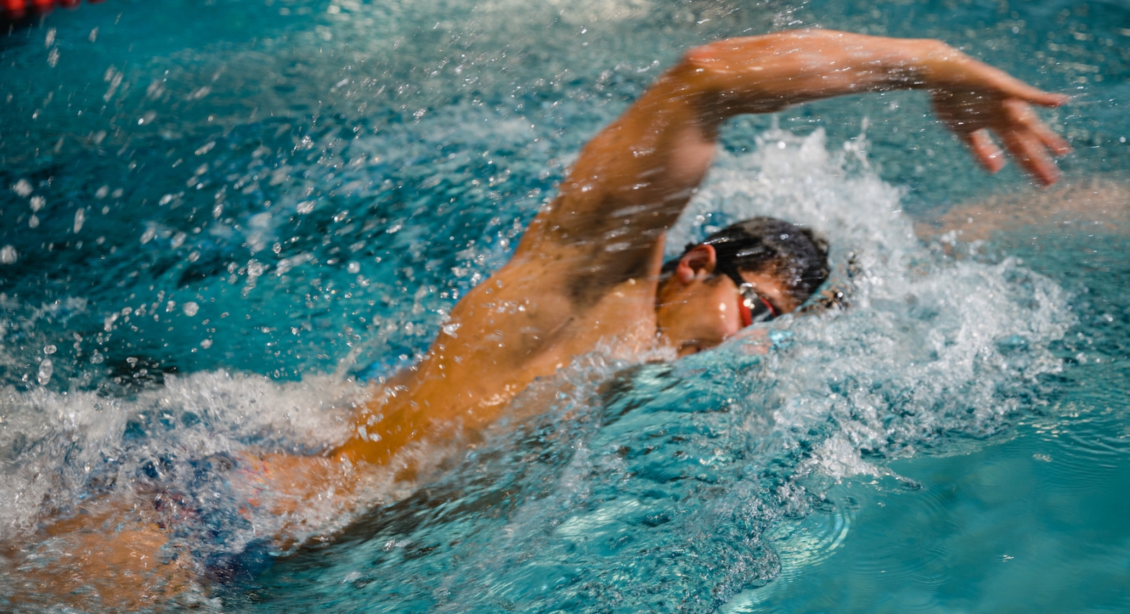 Schwimmer beim Kraulen im Schwimmbecken