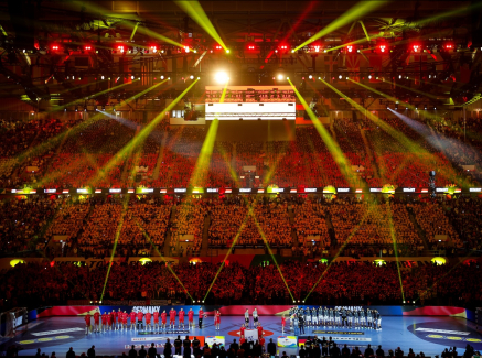 Ausverkaufte Düsseldorf Arena kurz vor Spielbeginn