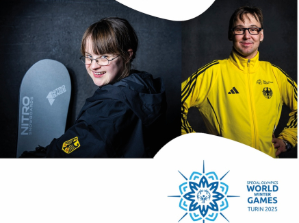 Vier Bilder von Sportlerinnen und Sportlern des Team SONRW für Turin