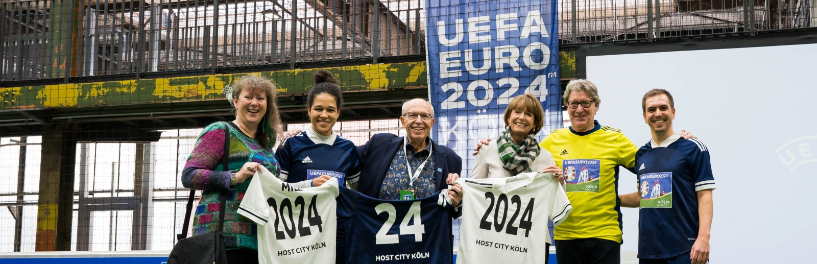 Kick-off Event in Köln zur EURO 2024. Andrea Milz, Philipp Lahm, Henriette Reker, Reiner Calmund, Toni Schumacher, Celia Sasic