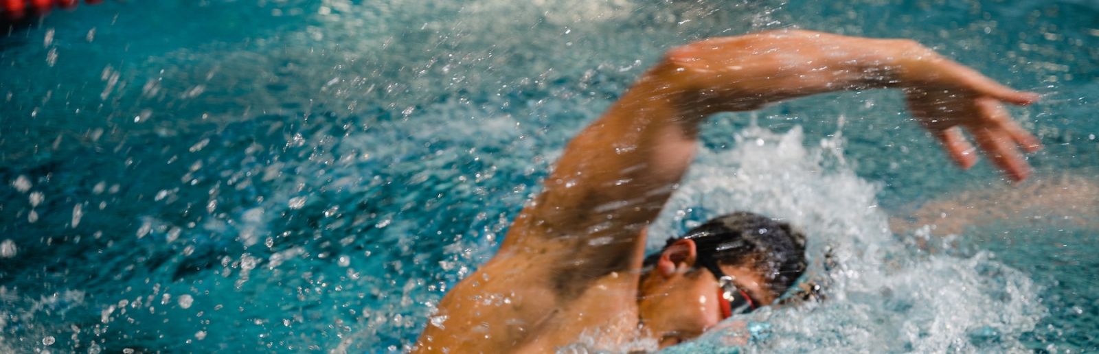 Schwimmer beim Kraulen im Schwimmbecken