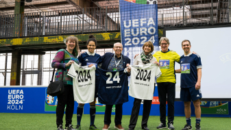 Kick-off Event in Köln zur EURO 2024. Andrea Milz, Philipp Lahm, Henriette Reker, Reiner Calmund, Toni Schumacher, Celia Sasic
